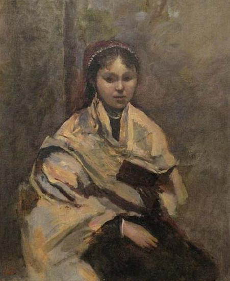 Jean-Baptiste Camille Corot Jeune fille assise un livre a la main oil painting image